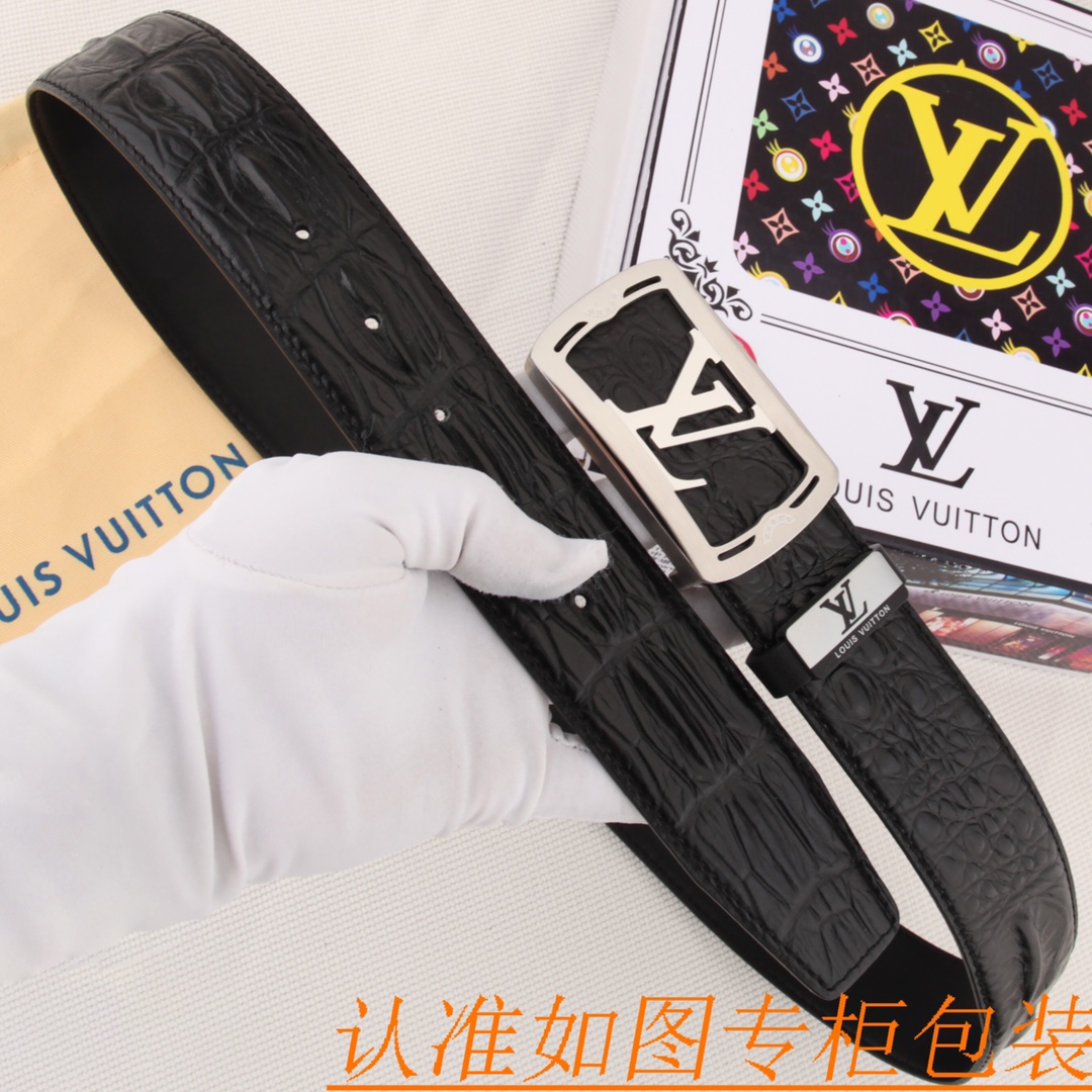 腰带皮带LV路易威登原单牛皮皮带男款