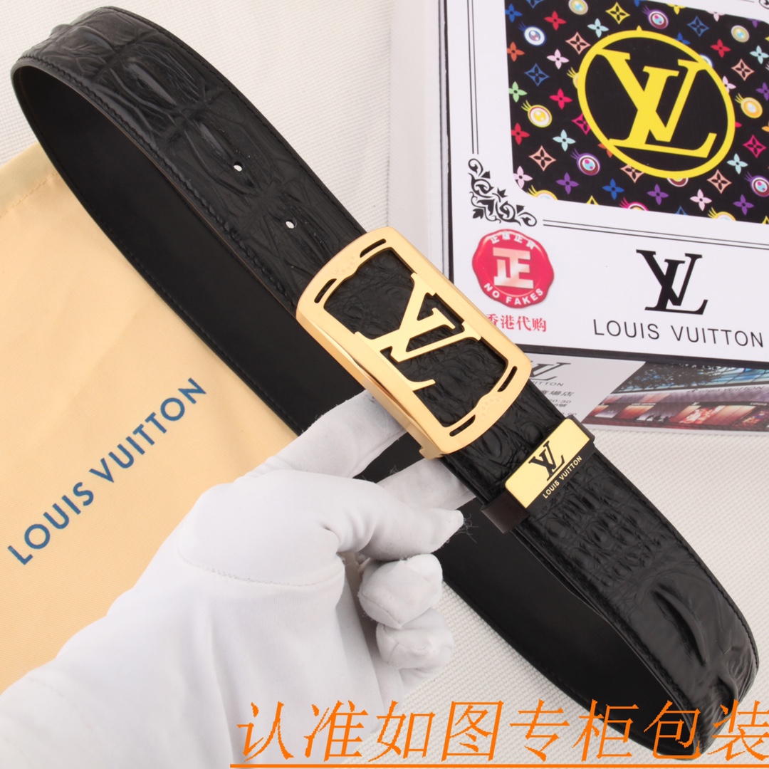 腰带皮带LV路易威登原单牛皮皮带男款