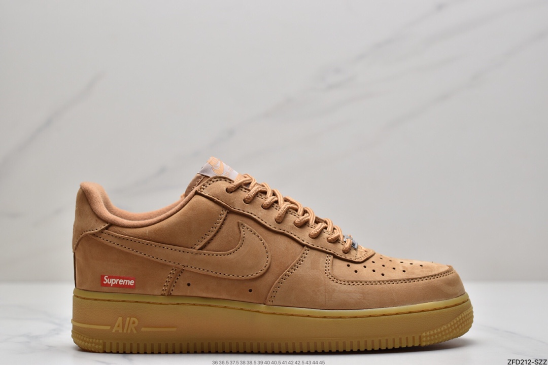 280 Supreme x Nike Air Force 1 Low’07”Wheat Flax”空军一号板鞋DN1555-200