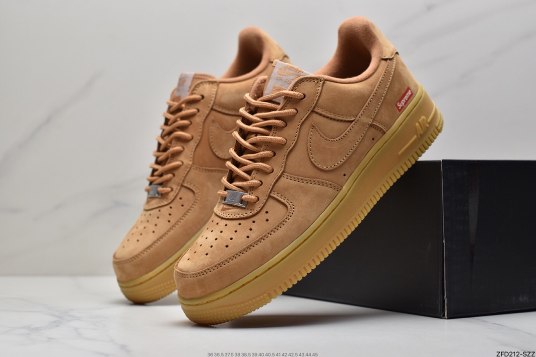 280 Supreme x Nike Air Force 1 Low’07”Wheat Flax”空军一号板鞋DN1555-200