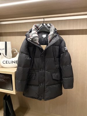 Buy High Quality Cheap Hot Replica Burberry Clothing Down Jacket Beige Black White Lattice Unisex Goose Down Wool