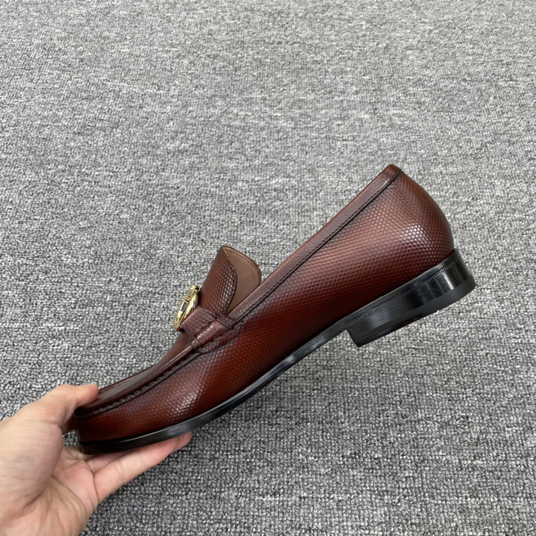 Salvatore Ferragamo Men's Brown Leather Loafers with Gold Hardware 8 i1629576021 5816 6