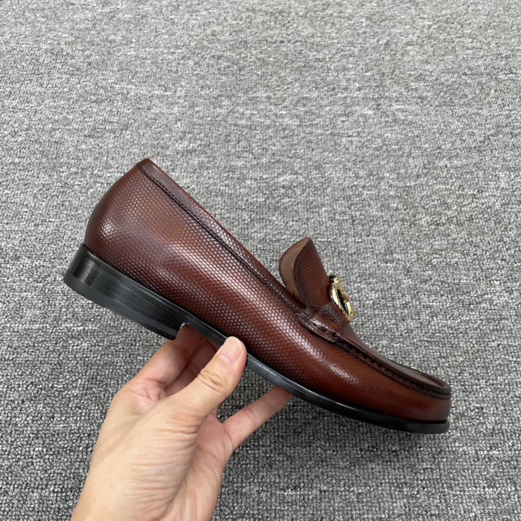 Salvatore Ferragamo Men's Brown Leather Loafers with Gold Hardware 6 i1629576021 7737 4