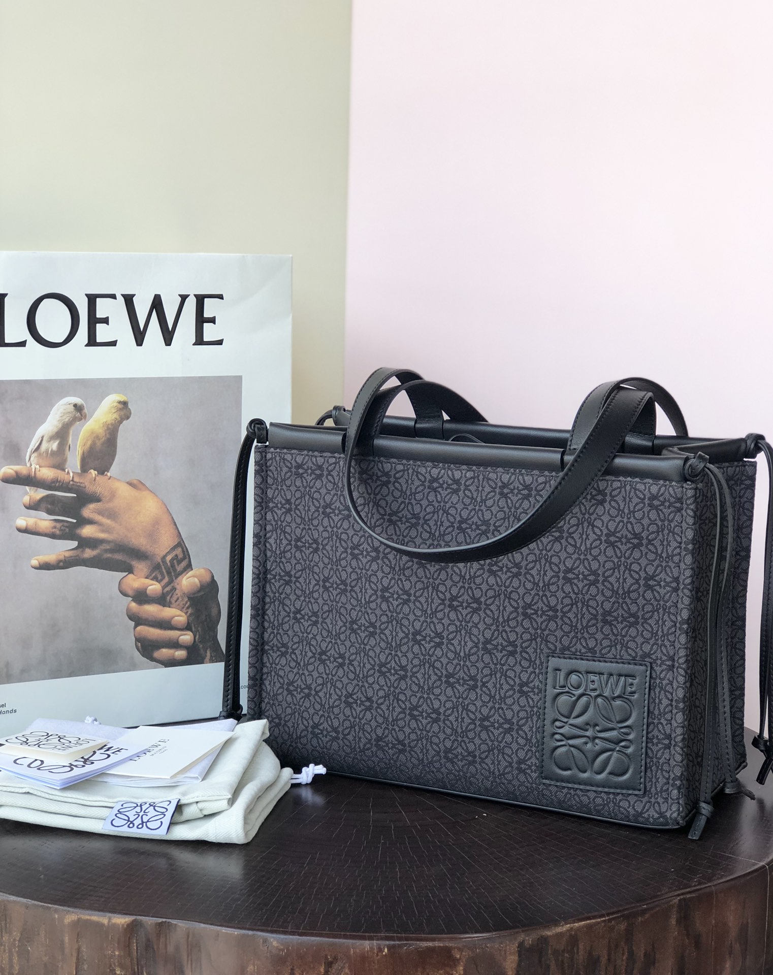 Loewe Tote Bags Embroidery Calfskin Canvas Cowhide Cushion