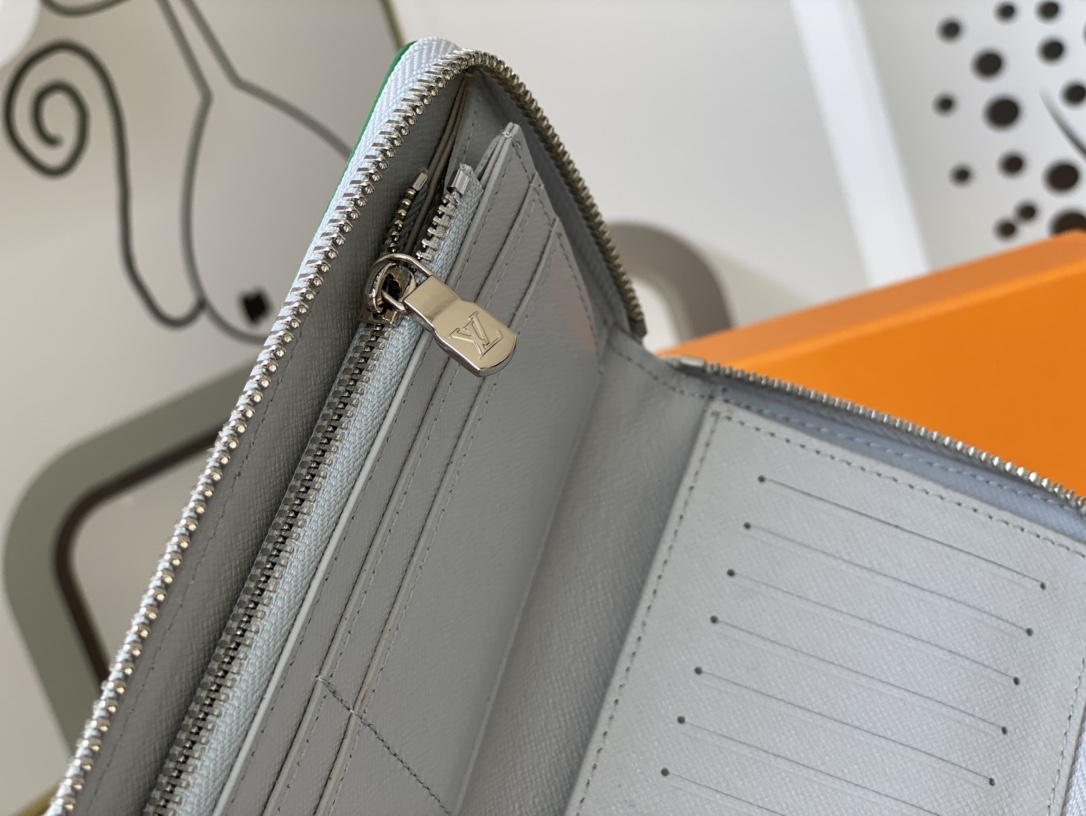 Premium leather long wallet in hand