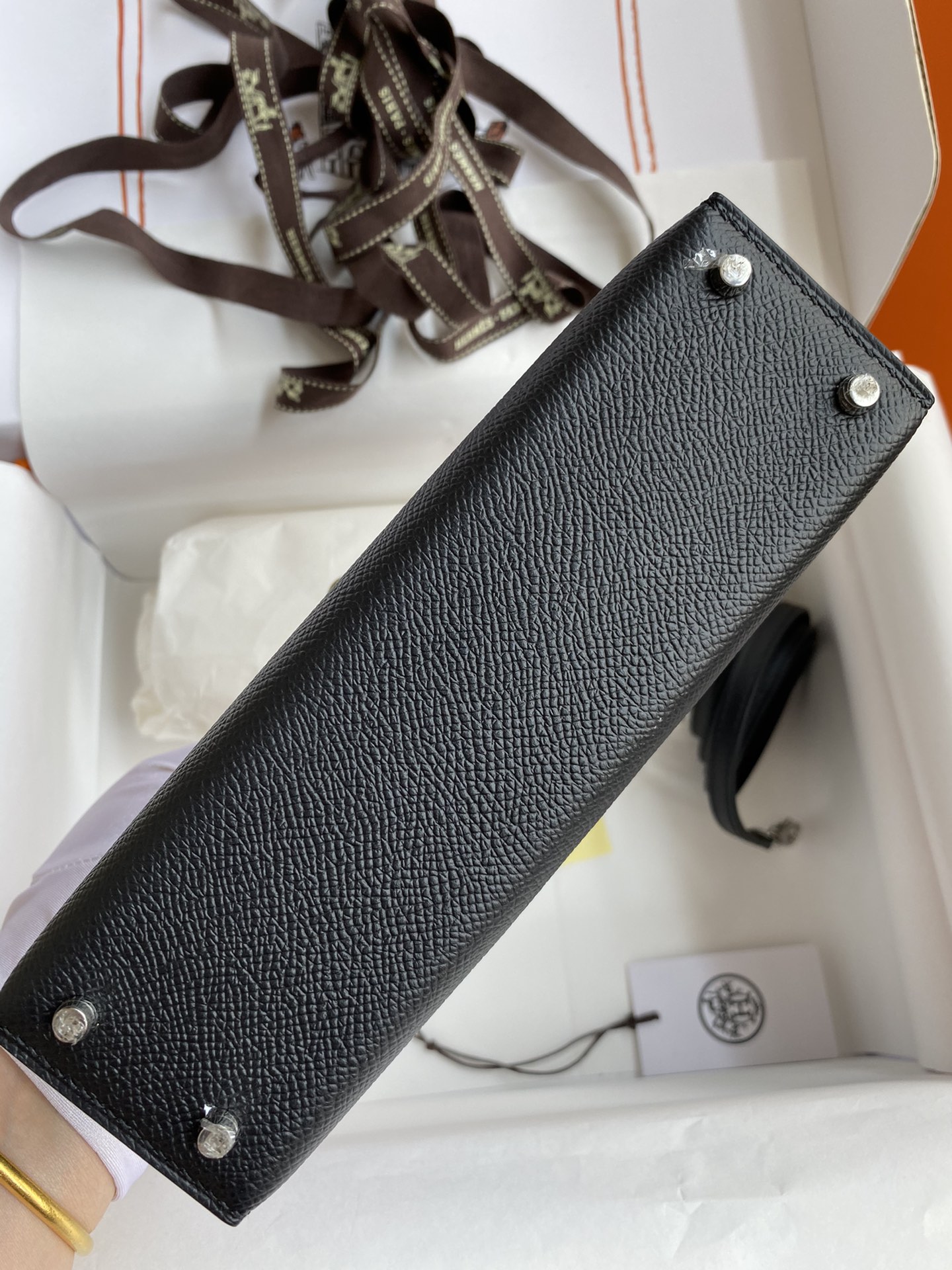 Hermès In stock: Second generation Mini Kelly 19cm imported Epsom leather black silver buckle