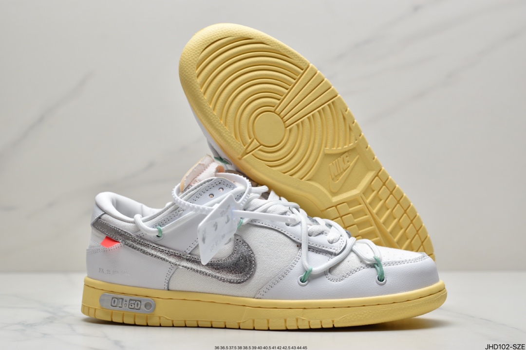 190 耐克Nike OFF-WHITE x Futura x Nike Dunk Low“21 of 50 三方联名白灰紫低帮休闲板鞋DM1602-106