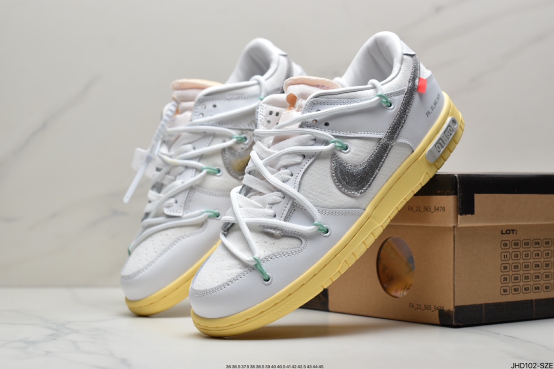 190 耐克Nike OFF-WHITE x Futura x Nike Dunk Low“21 of 50 三方联名白灰紫低帮休闲板鞋DM1602-106