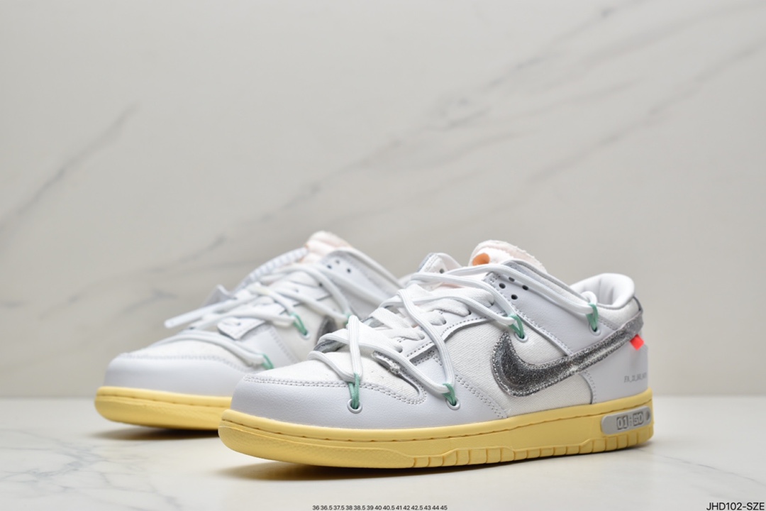 190 耐克Nike OFF-WHITE x Futura x Nike Dunk Low“21 of 50 三方联名白灰紫低帮休闲板鞋DM1602-106