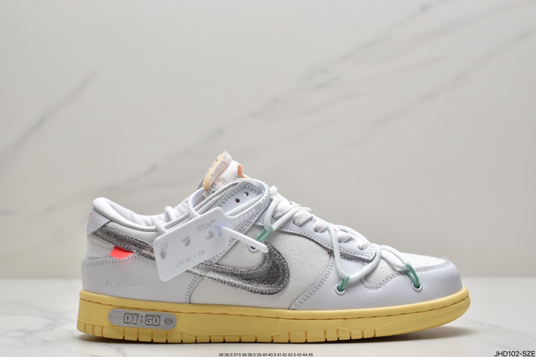 190 耐克Nike OFF-WHITE x Futura x Nike Dunk Low“21 of 50 三方联名白灰紫低帮休闲板鞋DM1602-106