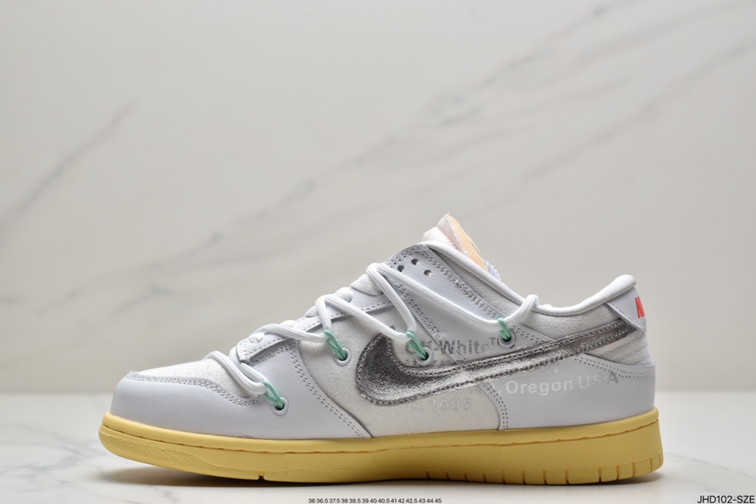 190 耐克Nike OFF-WHITE x Futura x Nike Dunk Low“21 of 50 三方联名白灰紫低帮休闲板鞋DM1602-106