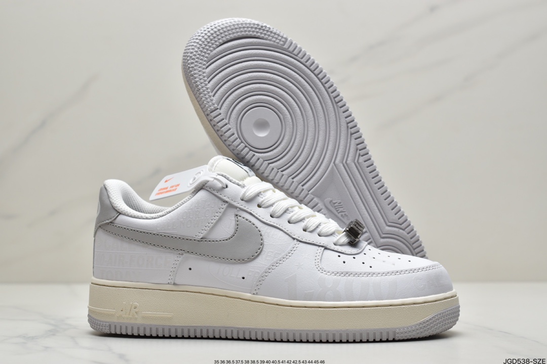 180 耐克Air Force 1‘07“Toll Free”白灰3M反光CJ1631-100