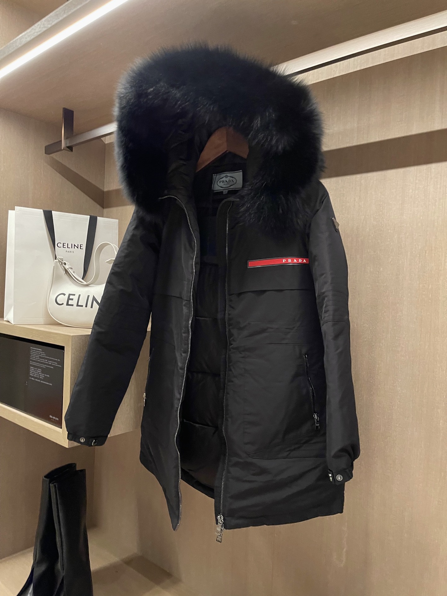 AH215#特批500‼️ PR家 超大进口狐狸毛领 90% 白鹅绒 超级爆款羽绒服 米黄色 黑色 38/40/42/4