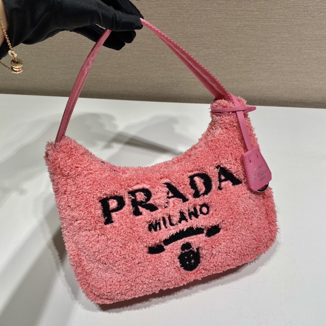 Prada 毛绒绒Hobo腋下包 1NE515粉色