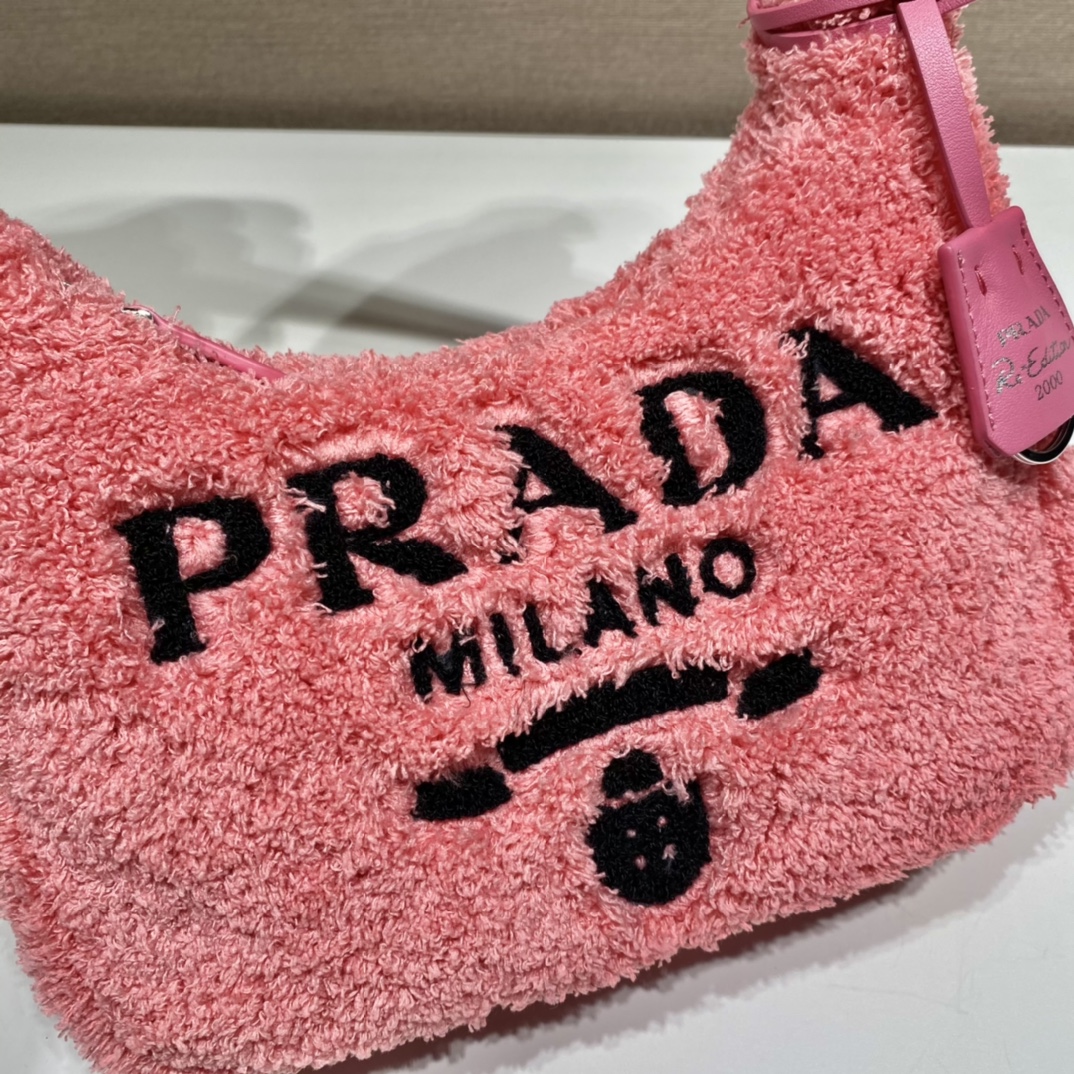 Prada 毛绒绒Hobo腋下包 1NE515粉色