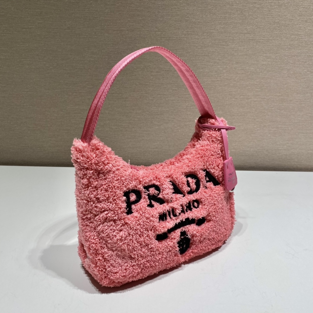 Prada 毛绒绒Hobo腋下包 1NE515粉色