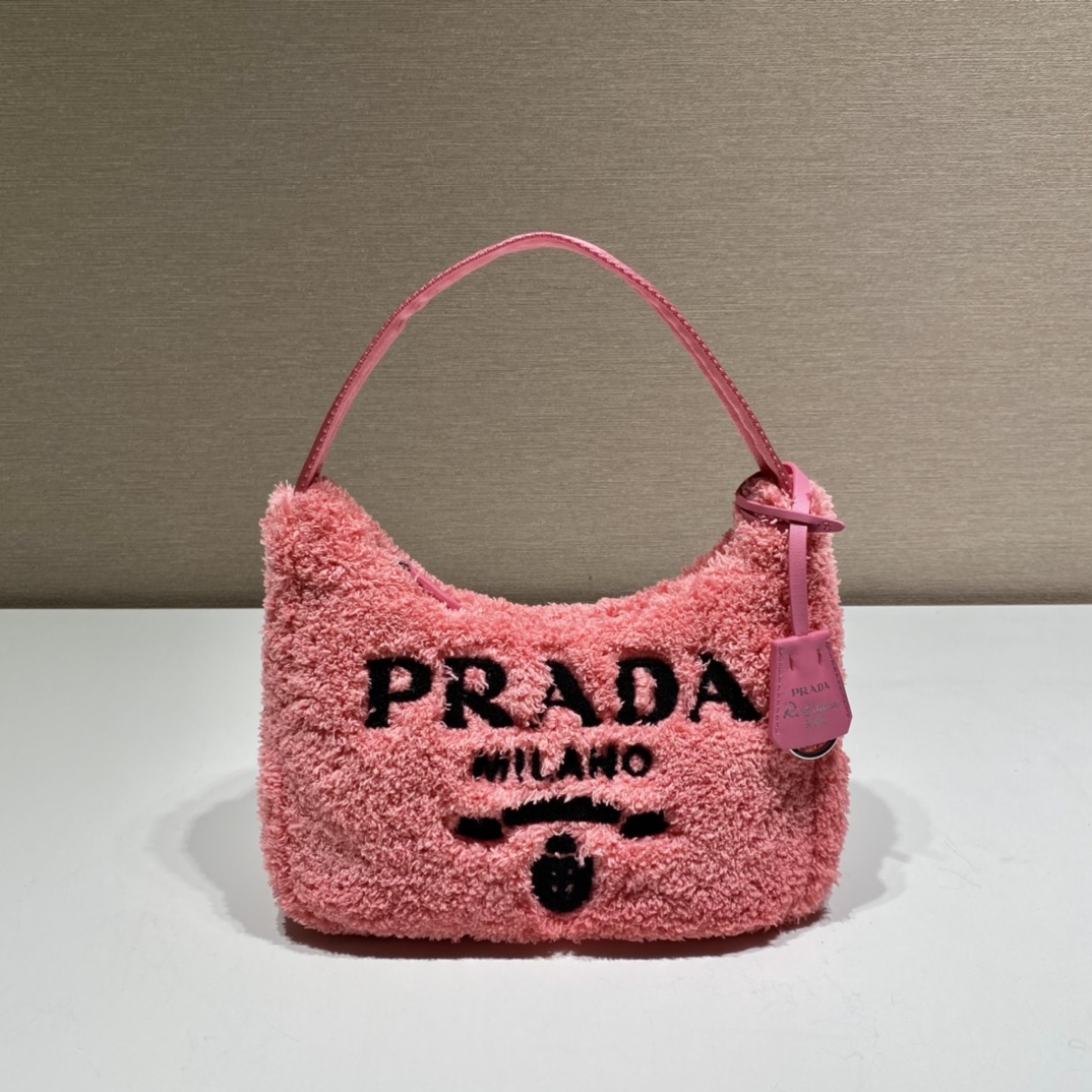 Prada 毛绒绒Hobo腋下包 1NE515粉色