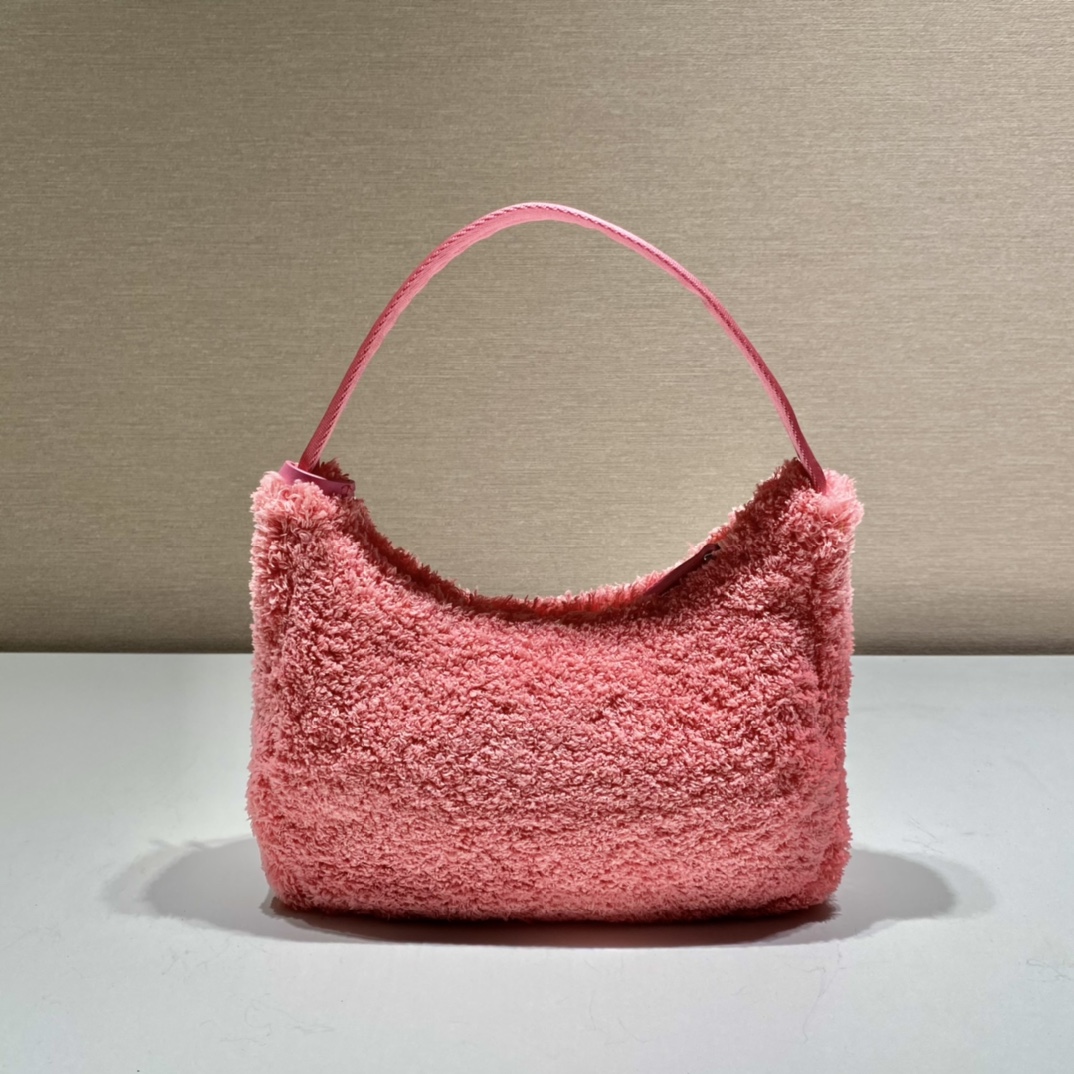 Prada 毛绒绒Hobo腋下包 1NE515粉色