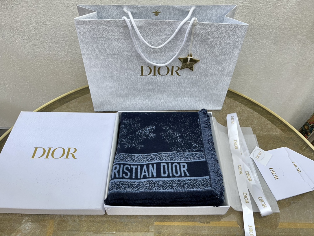 Dior迪奥海军蓝色茹伊印花披肩毛毯12TOJ090I605_C543