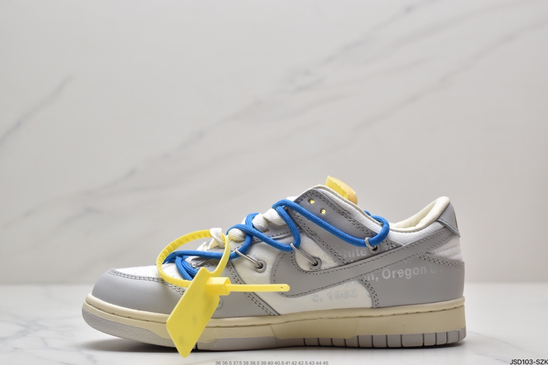 200 耐克Nike OFF-WHITE x Futura x Nike Dunk Low“21 of 50 三方联名白灰紫低帮休闲板鞋DM1602-106