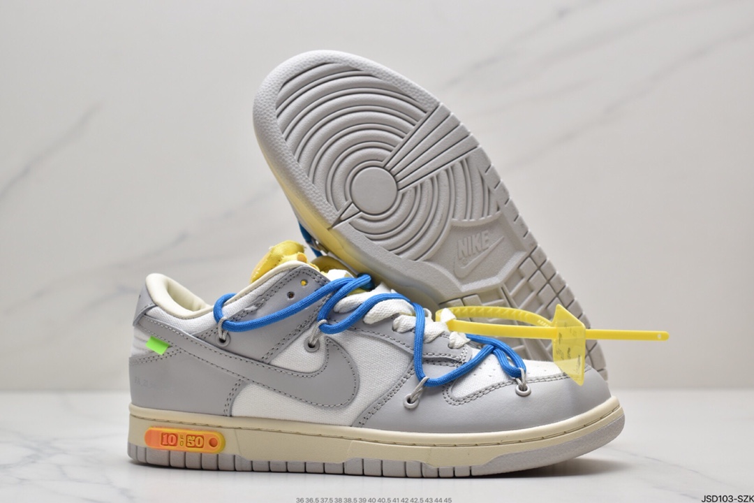 200 耐克Nike OFF-WHITE x Futura x Nike Dunk Low“21 of 50 三方联名白灰紫低帮休闲板鞋DM1602-106