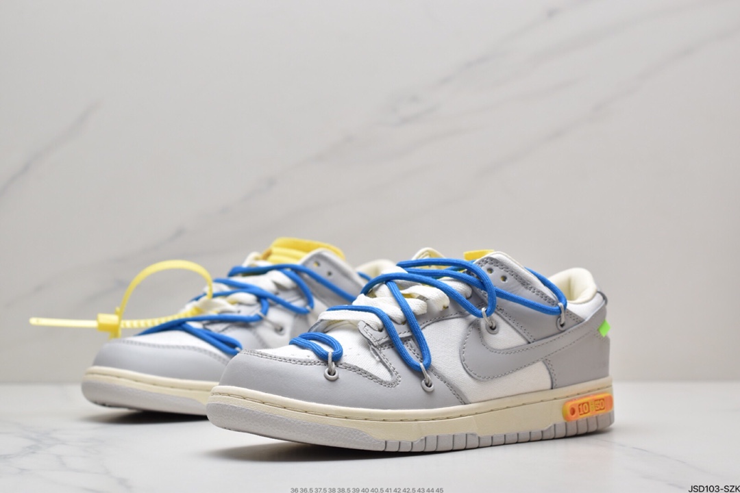 200 耐克Nike OFF-WHITE x Futura x Nike Dunk Low“21 of 50 三方联名白灰紫低帮休闲板鞋DM1602-106