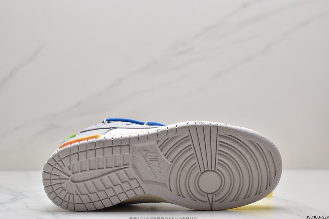200 耐克Nike OFF-WHITE x Futura x Nike Dunk Low“21 of 50 三方联名白灰紫低帮休闲板鞋DM1602-106