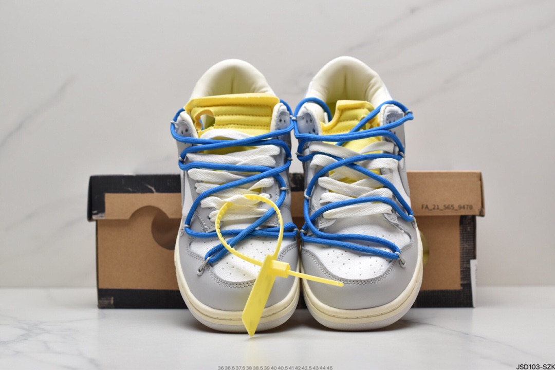 200 耐克Nike OFF-WHITE x Futura x Nike Dunk Low“21 of 50 三方联名白灰紫低帮休闲板鞋DM1602-106