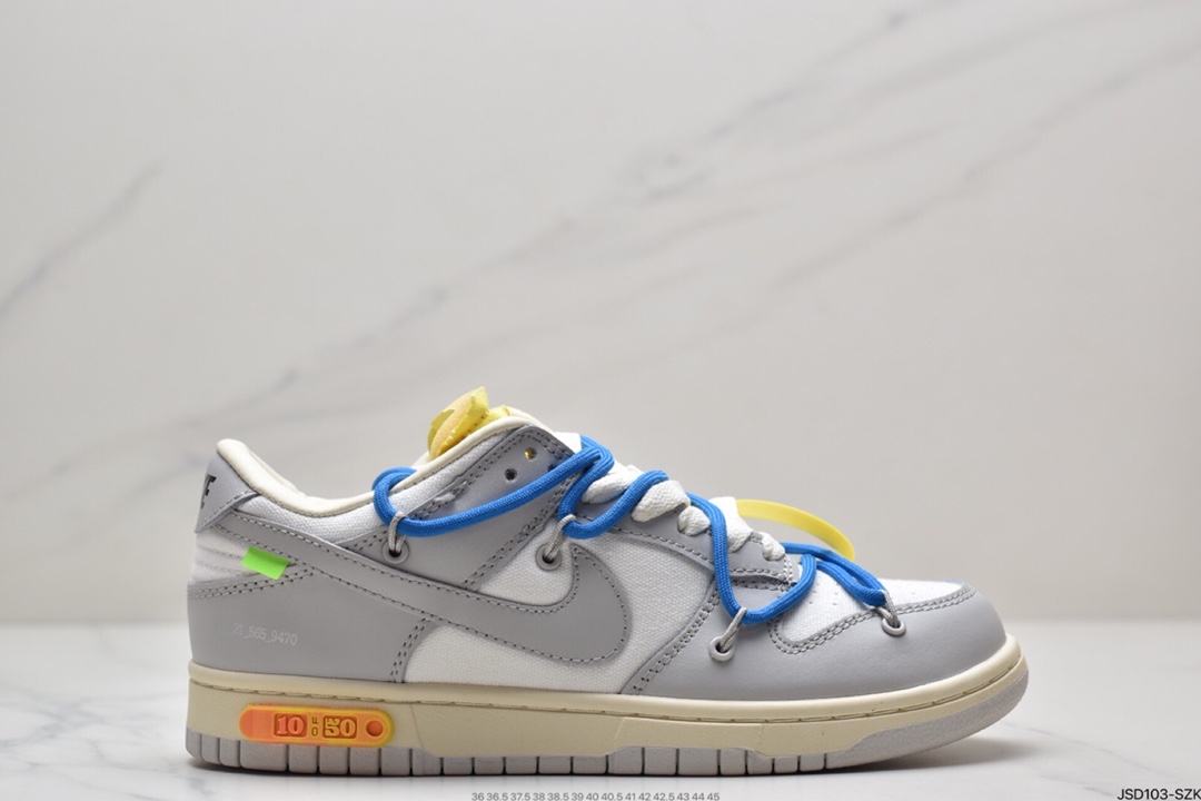 200 耐克Nike OFF-WHITE x Futura x Nike Dunk Low“21 of 50 三方联名白灰紫低帮休闲板鞋DM1602-106