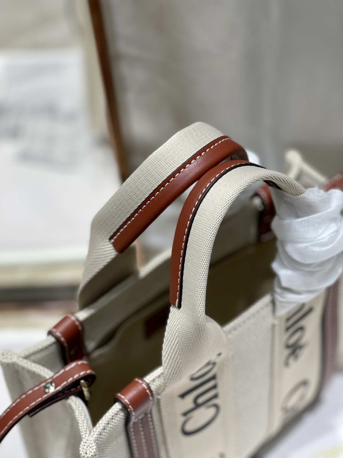 Chloé Woody Small Tote Bag with Shoulder Strap, Canvas and Leather Trim 8 i1629745629 2090 6