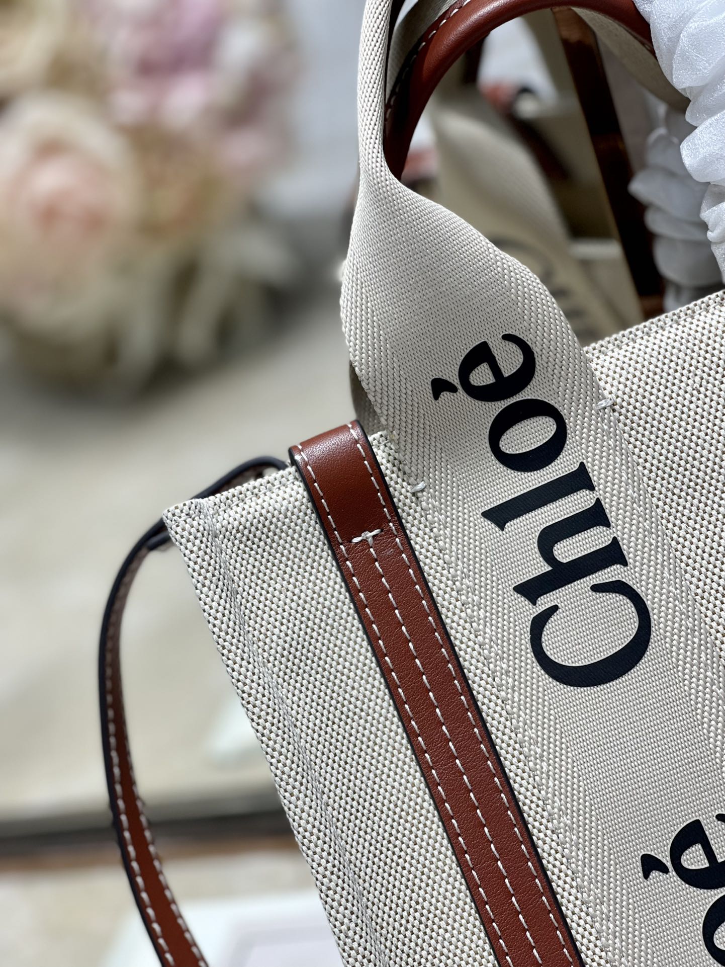 Chloé Woody Small Tote Bag with Shoulder Strap, Canvas and Leather Trim 7 i1629745629 7703 5