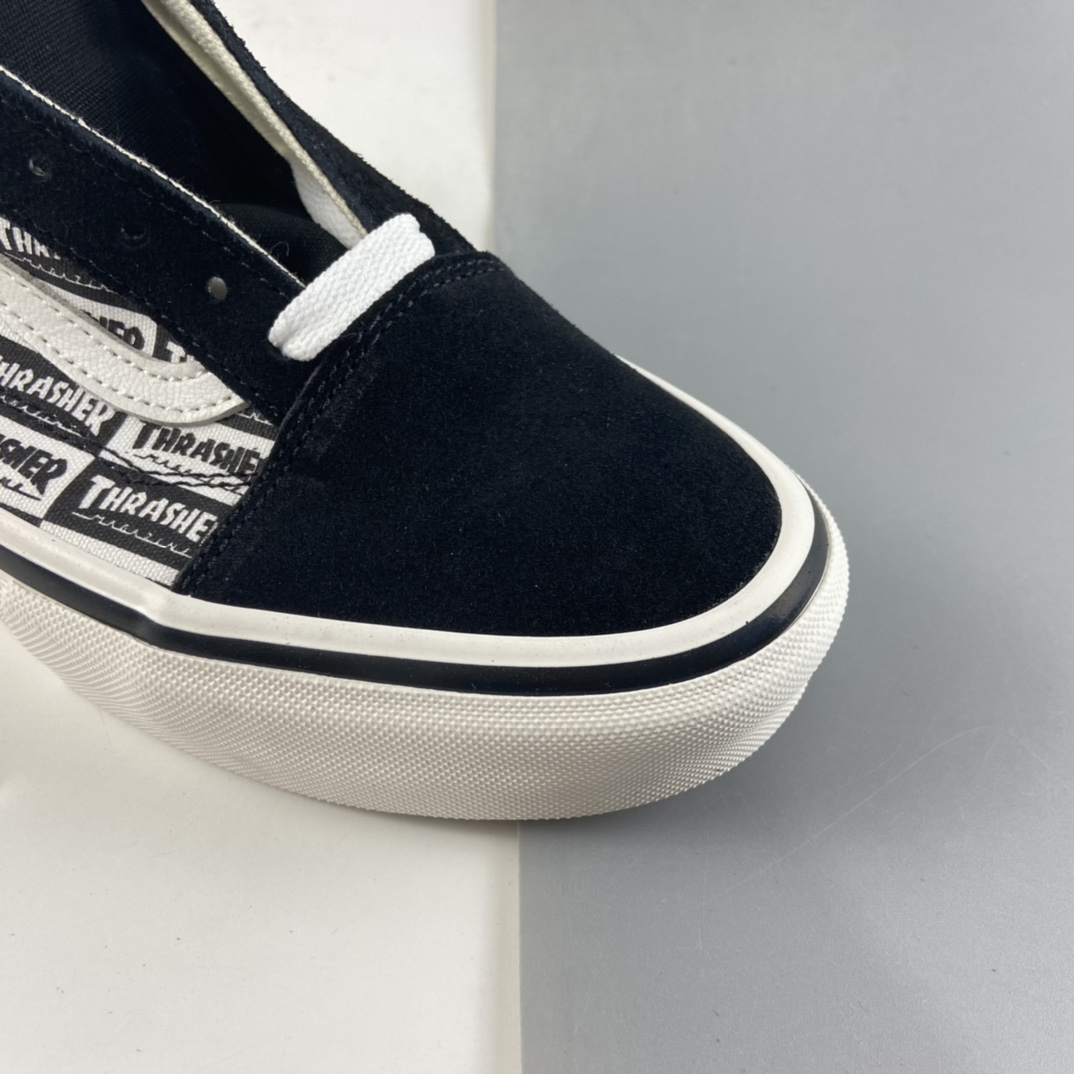 P150  VANS SKATE OLD SKOOL CUSTOMS × THRASHER 联名满印的黑白品牌logo标 VN0A5HYKBDI