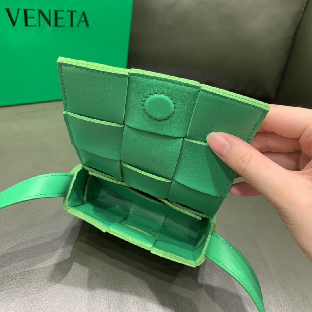 Bottega Veneta Mini Cassette 小包 666688羊皮鹦鹉绿