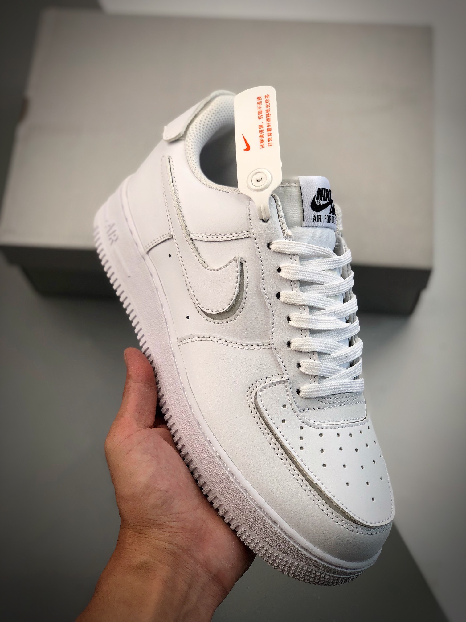 Air Force1 Low blanco puro con velcro desmontable, horma y plantilla originales, creando la auténtica forma de Air Forc…