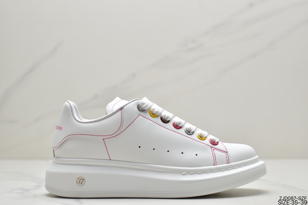 260 意大利高奢品牌Alexander McQueen亚历山大·麦昆 Sole Leather Sneakers低帮时装厚底休闲运动小白鞋553770 WHGP790 9063