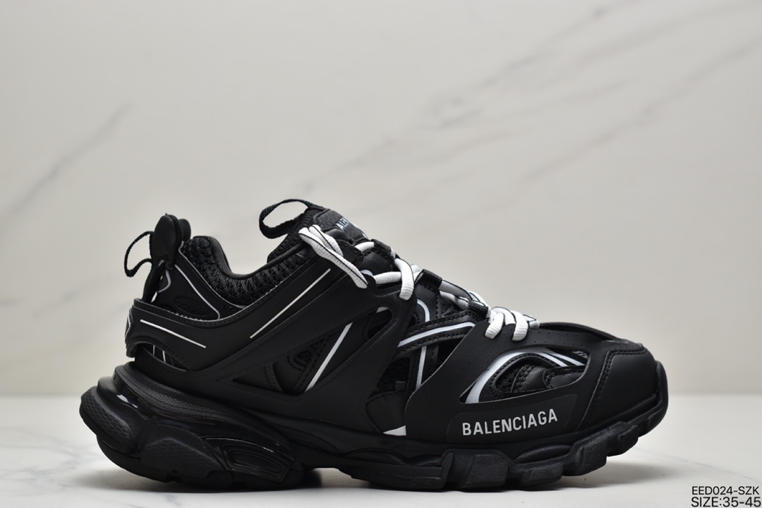 370 巴黎世家Balenciaga Tess S. Gomma Trek Low Top Sneakers3.0慢跑鞋“黑魂”542023 W1GB1 7261