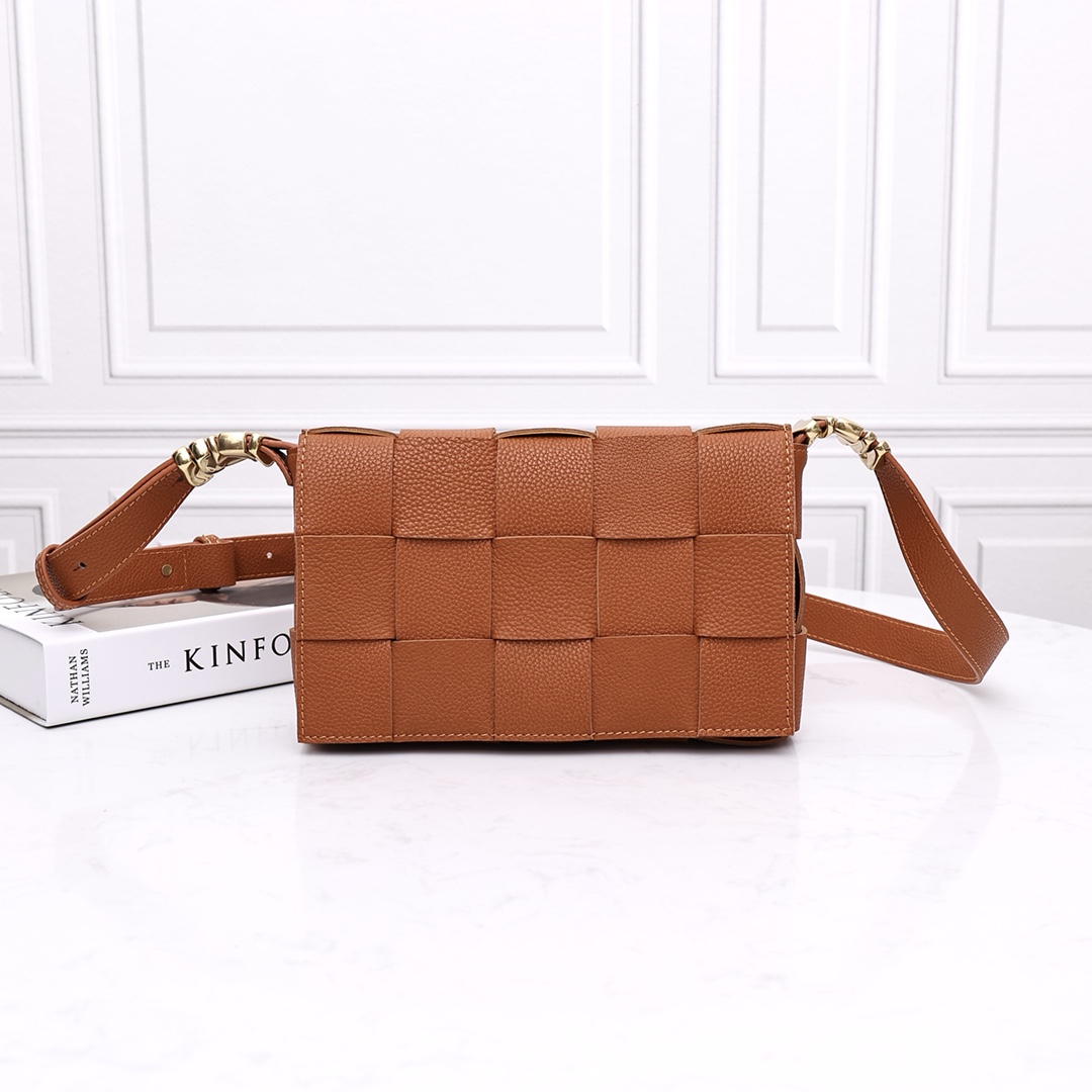 Bottega Veneta CASSETTE Intrecciato Nappa Leather Metal Hardware Shoulder Strap Bag