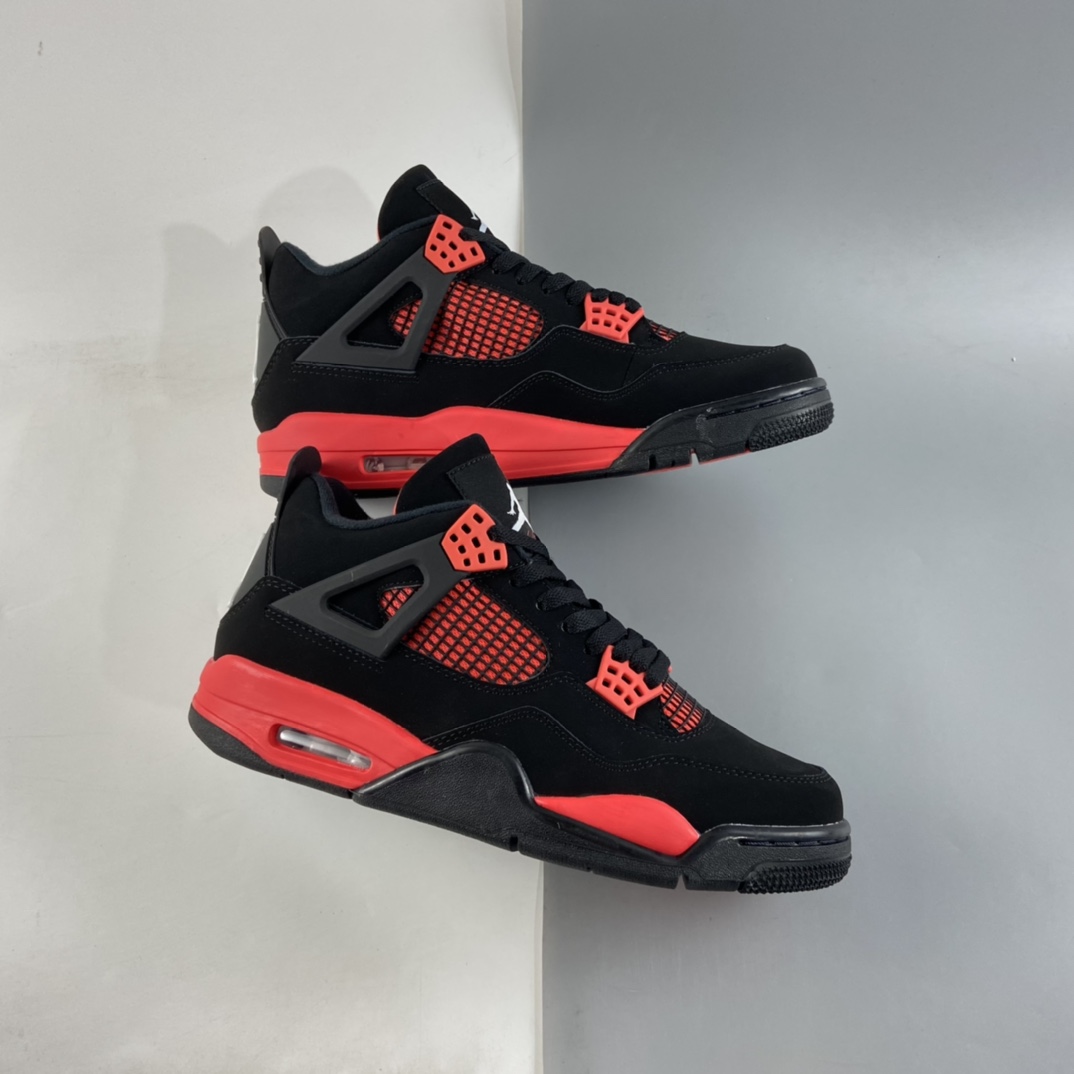P400  Air Jordan 4 Retro”Red Thunder”迈克尔·乔丹AJ4代中帮复古休闲运动文化篮球鞋“黑红雷电”CT8527-016