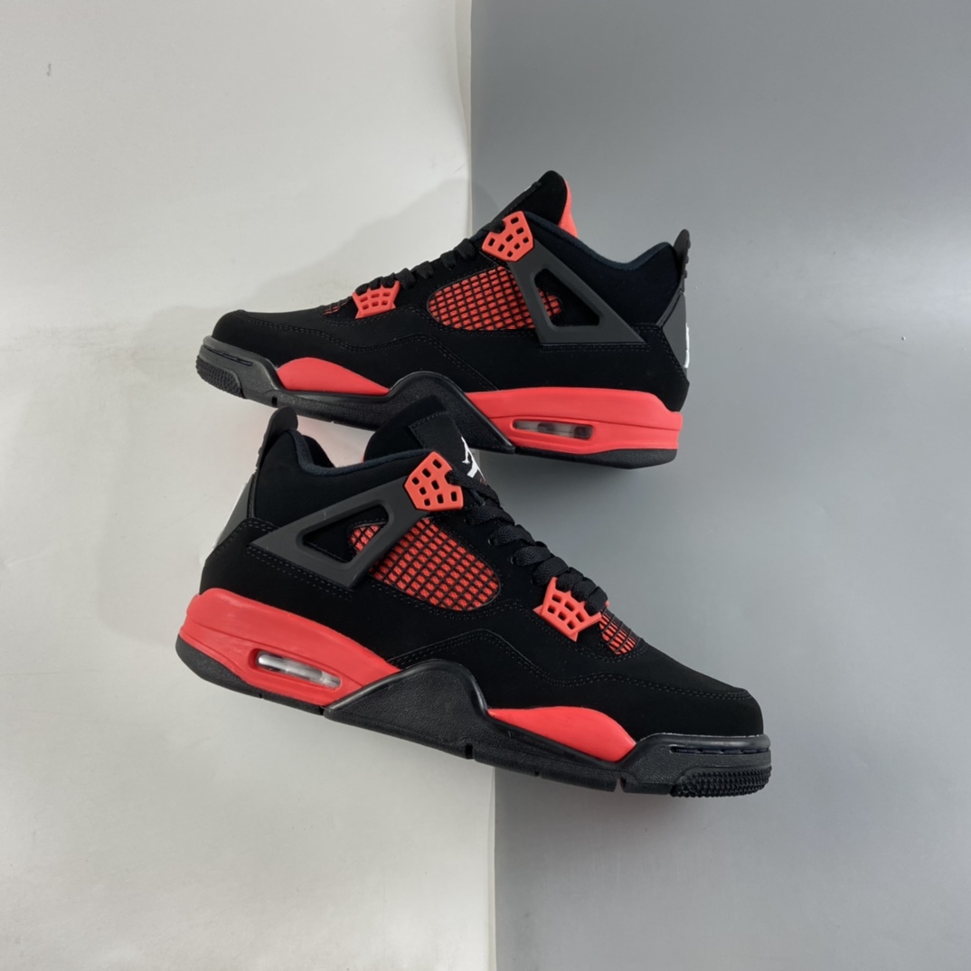 P400  Air Jordan 4 Retro”Red Thunder”迈克尔·乔丹AJ4代中帮复古休闲运动文化篮球鞋“黑红雷电”CT8527-016