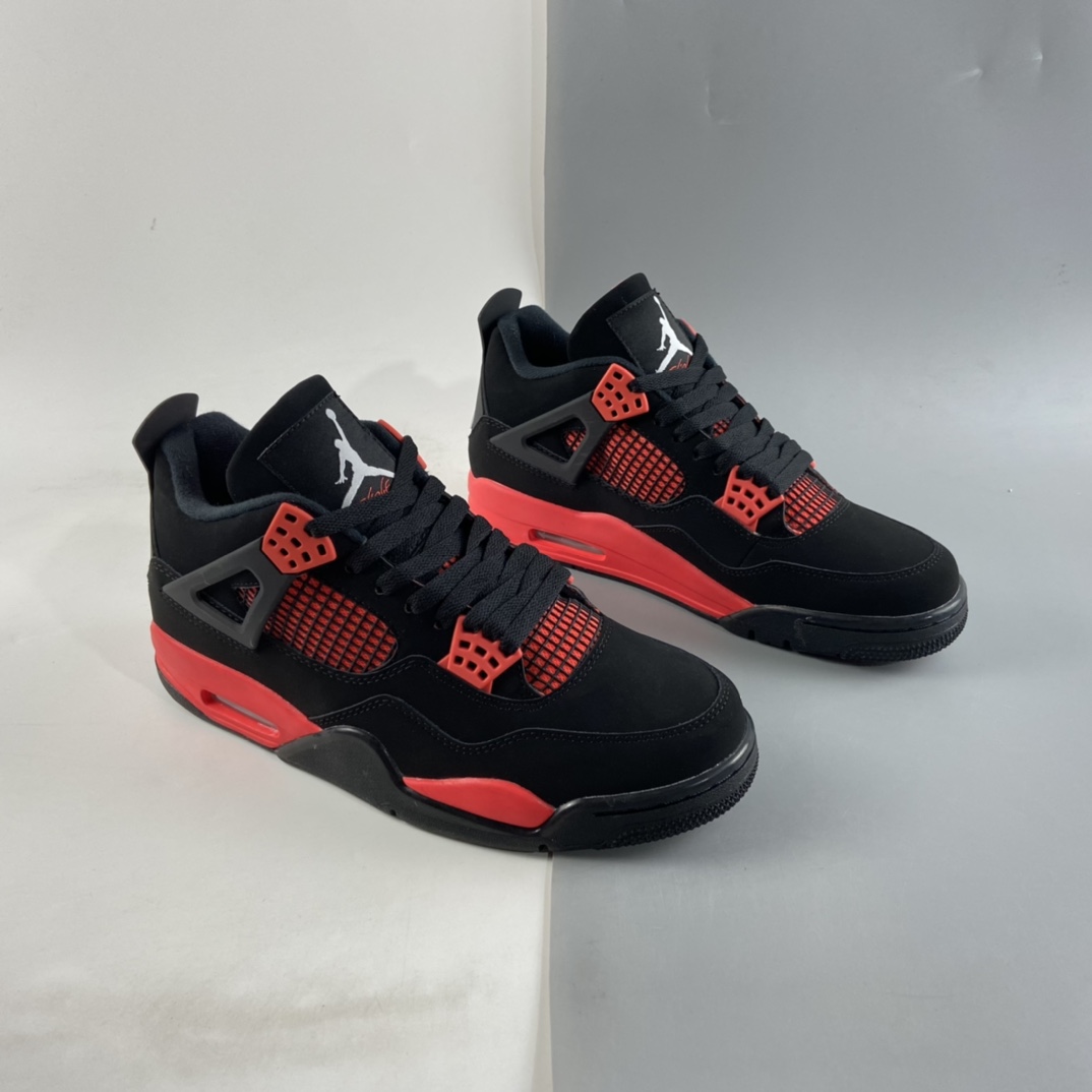 P400  Air Jordan 4 Retro”Red Thunder”迈克尔·乔丹AJ4代中帮复古休闲运动文化篮球鞋“黑红雷电”CT8527-016
