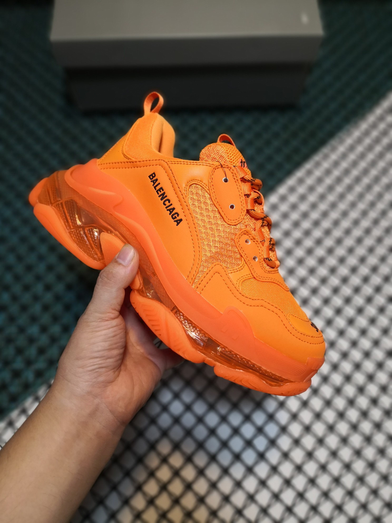 P Buena versión superior Balenciaga Triple S cojín de aire naranja Zapatos de papá con colchón de aire retro Balenciaga…