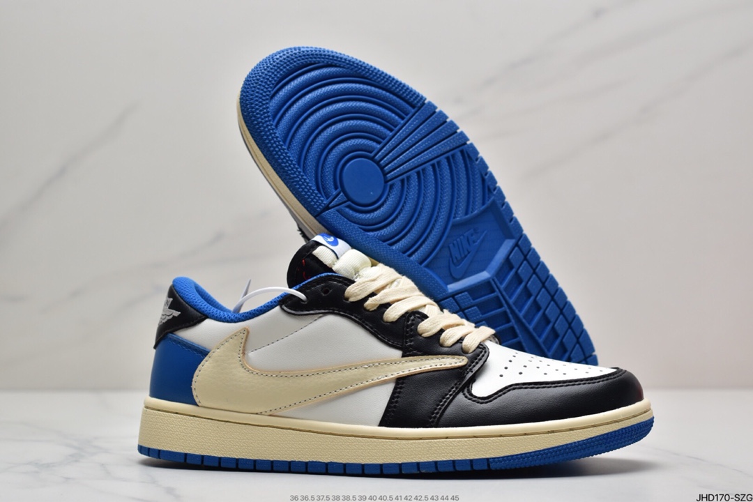 190 Travis Scott x Fragment x Air Jordan 1 Low“Military Blue”闪电倒钩高帮DM7866-140