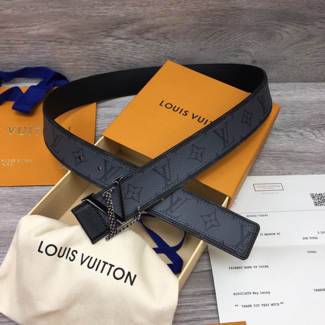 Louis Vuitton Belts Splicing Men Calfskin Canvas Cowhide