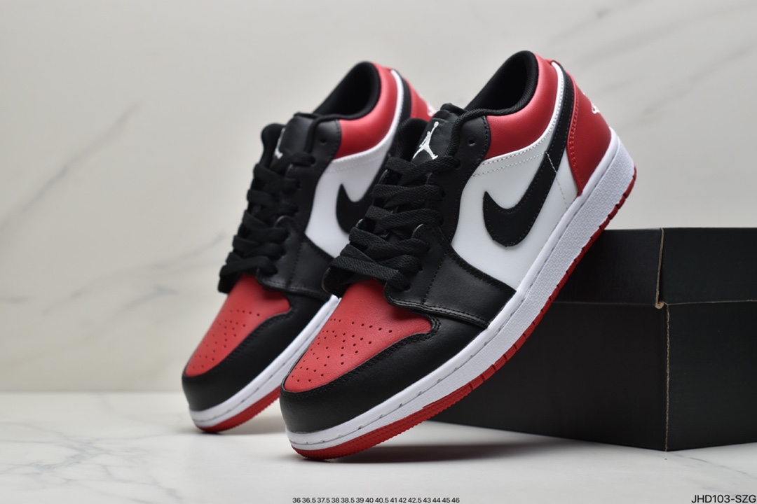 190 Nike Air Jordan 1 Low”Bred Toe”AJ1乔丹一代低帮经典复古文化休闲运动篮球鞋“红黑脚趾”553558-612