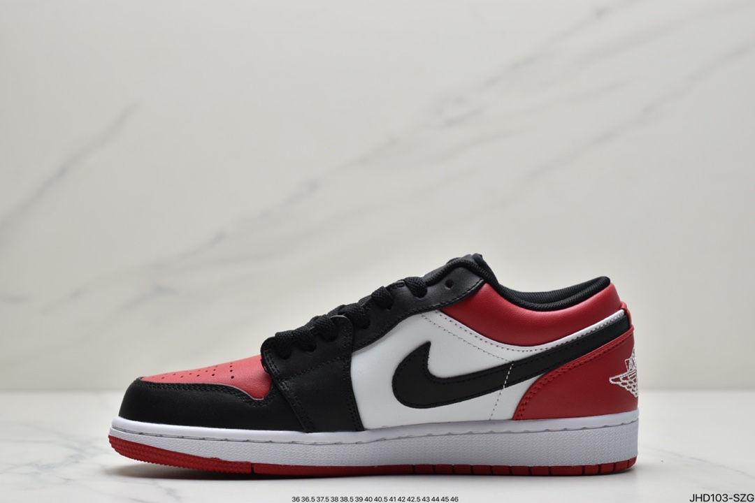 190 Nike Air Jordan 1 Low”Bred Toe”AJ1乔丹一代低帮经典复古文化休闲运动篮球鞋“红黑脚趾”553558-612