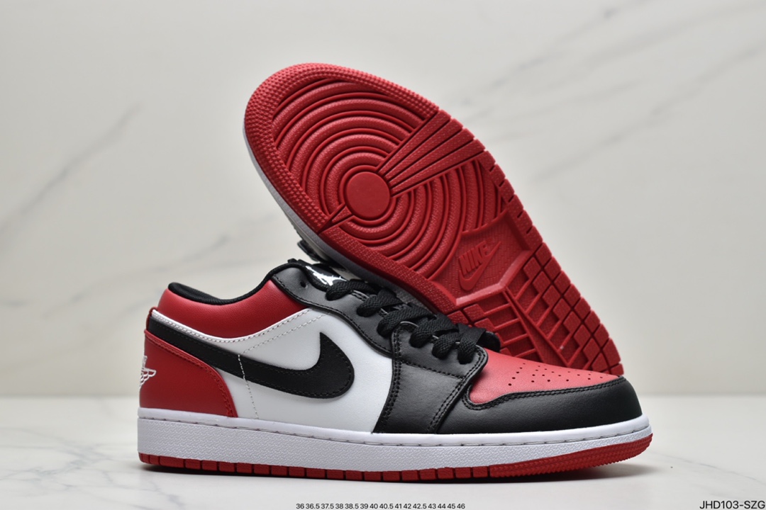 190 Nike Air Jordan 1 Low”Bred Toe”AJ1乔丹一代低帮经典复古文化休闲运动篮球鞋“红黑脚趾”553558-612