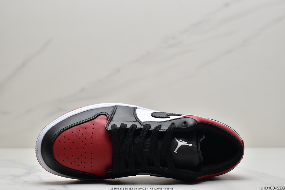 190 Nike Air Jordan 1 Low”Bred Toe”AJ1乔丹一代低帮经典复古文化休闲运动篮球鞋“红黑脚趾”553558-612