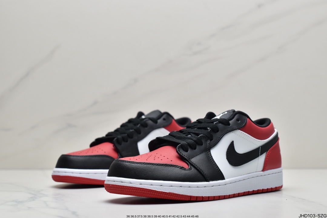 190 Nike Air Jordan 1 Low”Bred Toe”AJ1乔丹一代低帮经典复古文化休闲运动篮球鞋“红黑脚趾”553558-612