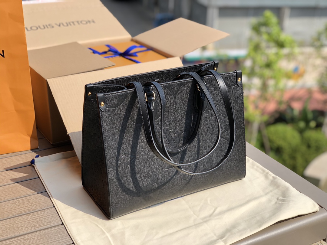 Louis Vuitton LV Onthego Bags Handbags Black Empreinte​ Cowhide Vintage Casual