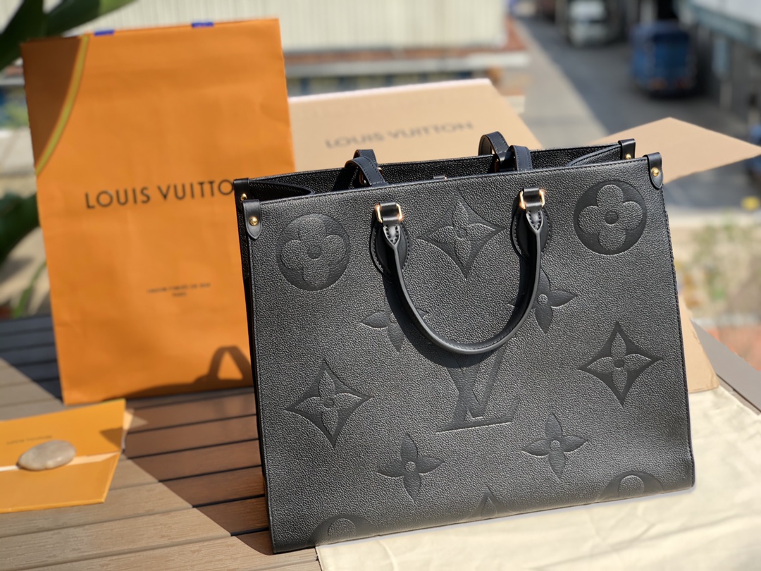 Louis Vuitton LV Onthego Bags Handbags Black Empreinte​ Cowhide Vintage Casual